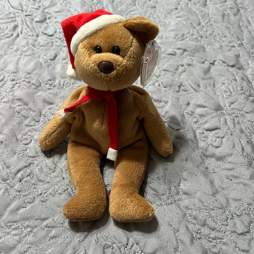 Brown Teddy Bear with Santa Hat beanie baby